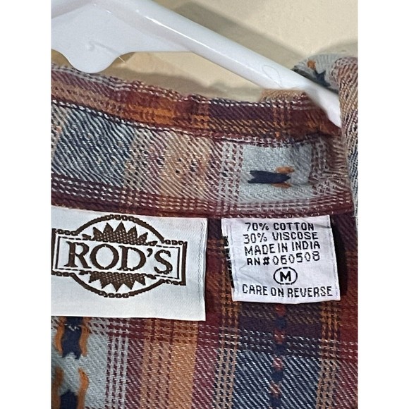 Rod’s Ladies Western Shirt Plaid Long Sleeve Medium - Picture 2 of 6